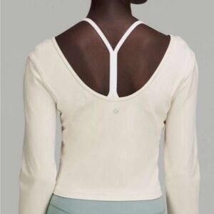 White Lululemon Align V Neck Long Sleeve